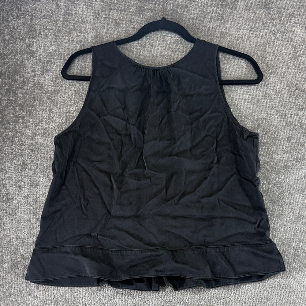 Vintage Talbots Black Sleeveless Tank Top Blouse Shirt Pure Silk Womens 14